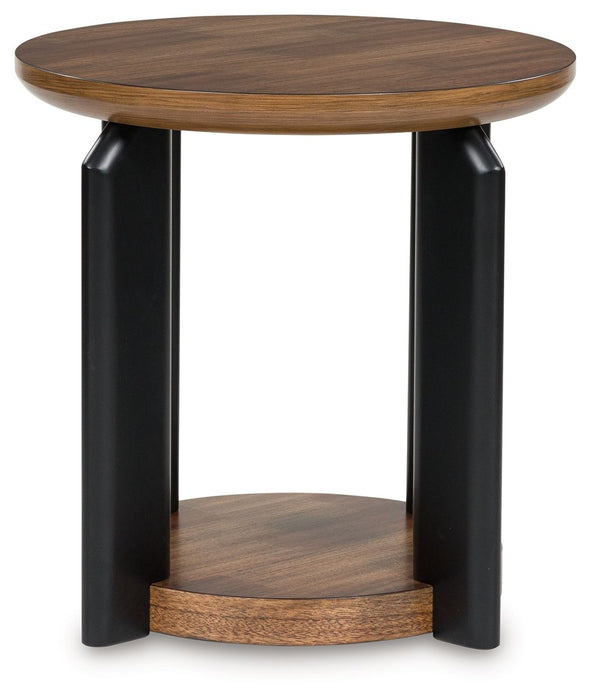 Kraeburn - Brown / Black - Round End Table - Tallahassee Discount Furniture (FL)