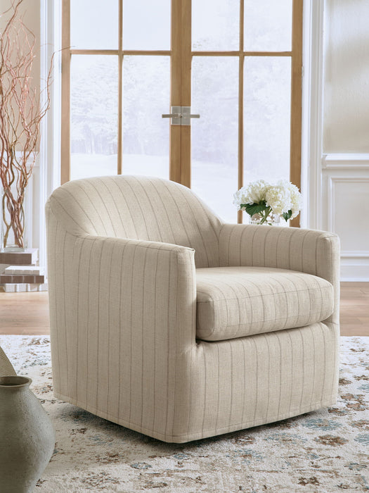 Valwick - Swivel Accent Chair - Cream / Brown - Tallahassee Discount Furniture (FL)