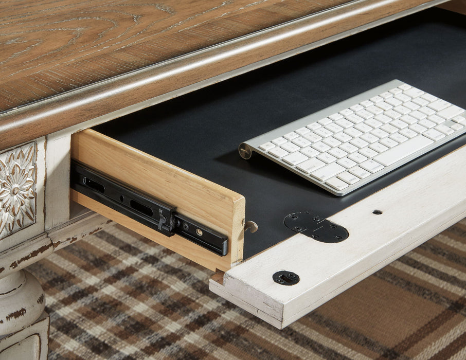 Realyn - Home Office L Shaped Desk - White / Brown - Tallahassee Discount Furniture (FL)