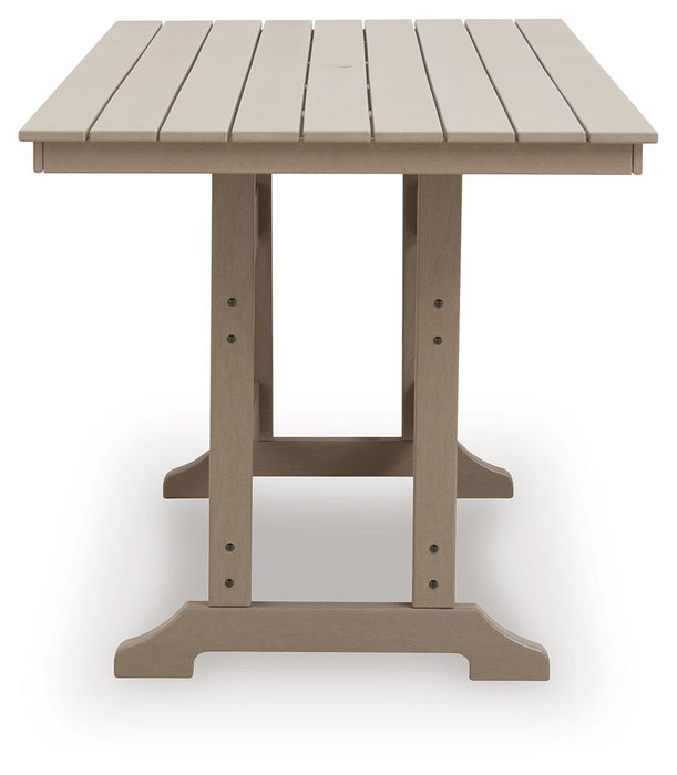 Seacliff Beach - Rectangular Counter Height Dining Table With Umbrella Option - Medium Brown - Tallahassee Discount Furniture (FL)