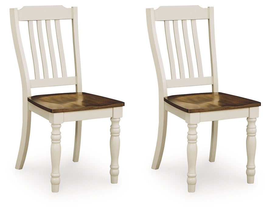 Wirloni - Dining Room Side Chair (Set of 2) - Antique White / Brown - Tallahassee Discount Furniture (FL)