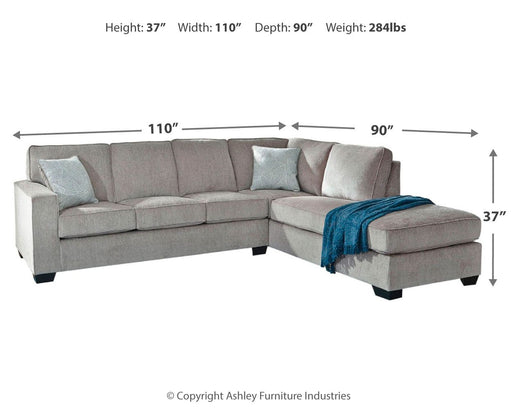 Altari - Right Arm Facing Corner Chaise With Sleeper 2 Pc Sectional - Alloy - Tallahassee Discount Furniture (FL)