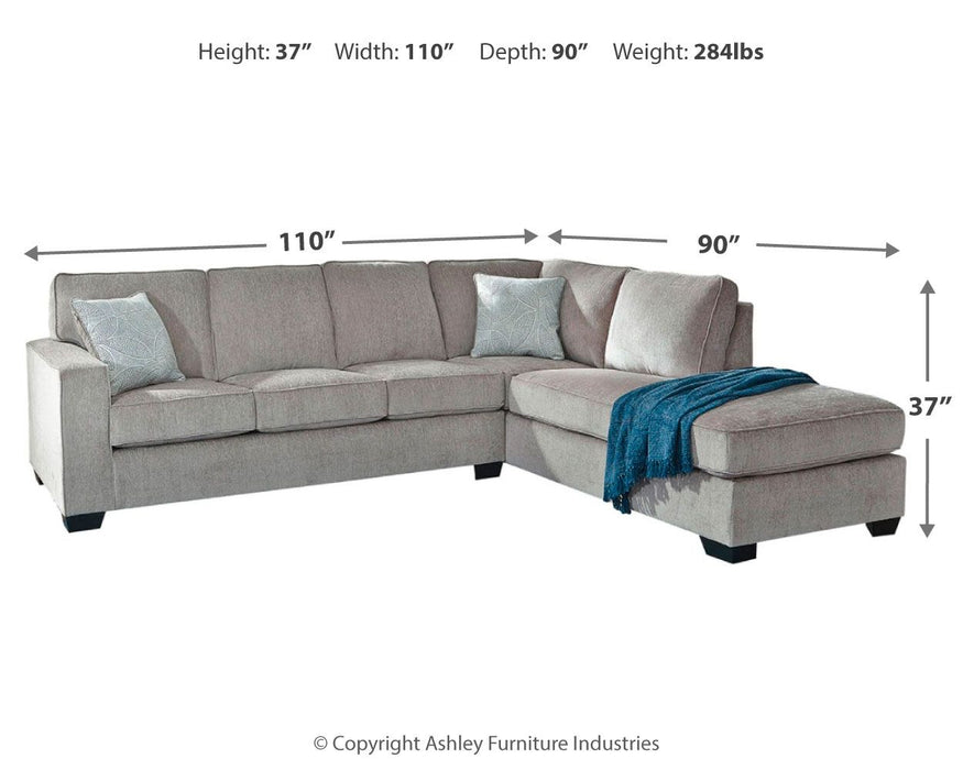 Altari - Right Arm Facing Corner Chaise With Sleeper 2 Pc Sectional - Alloy - Tallahassee Discount Furniture (FL)