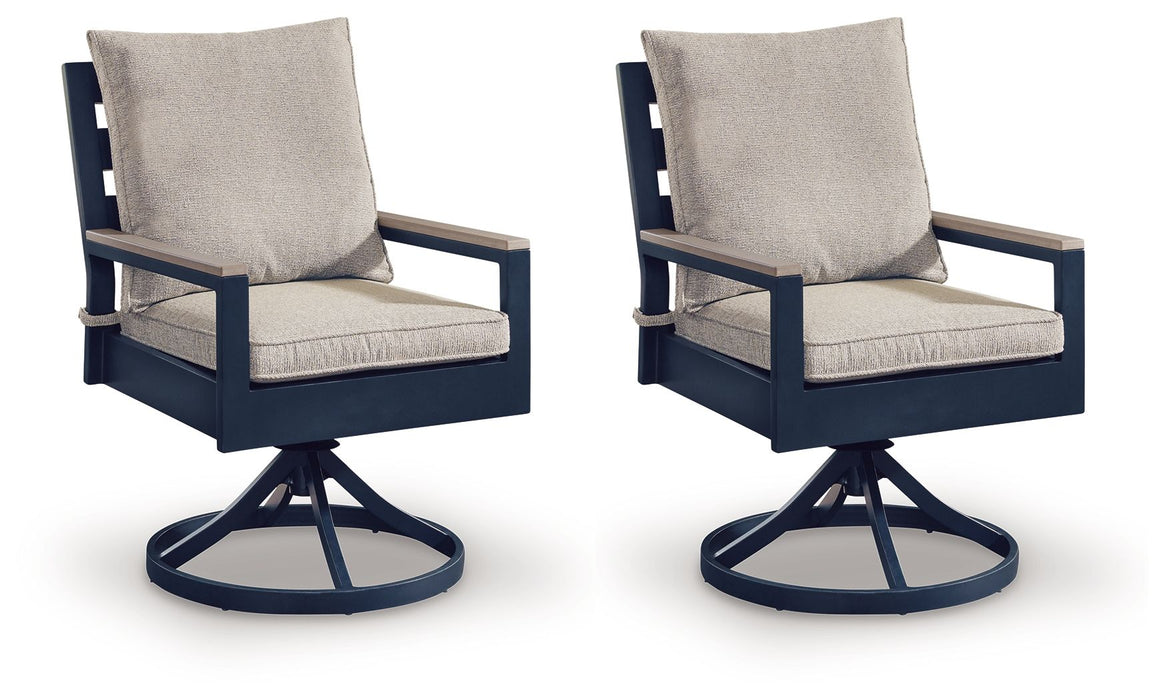 East Beach - Swivel Chair With Cushion (Set of 2) - Blue - Tallahassee Discount Furniture (FL)