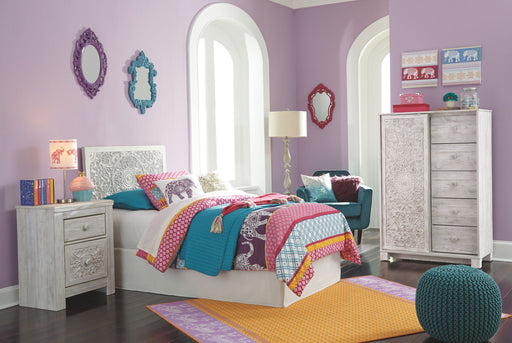 Paxberry - Whitewash - Twin Panel Headboard with Bolt on Bed Frame - Tallahassee Discount Furniture (FL)