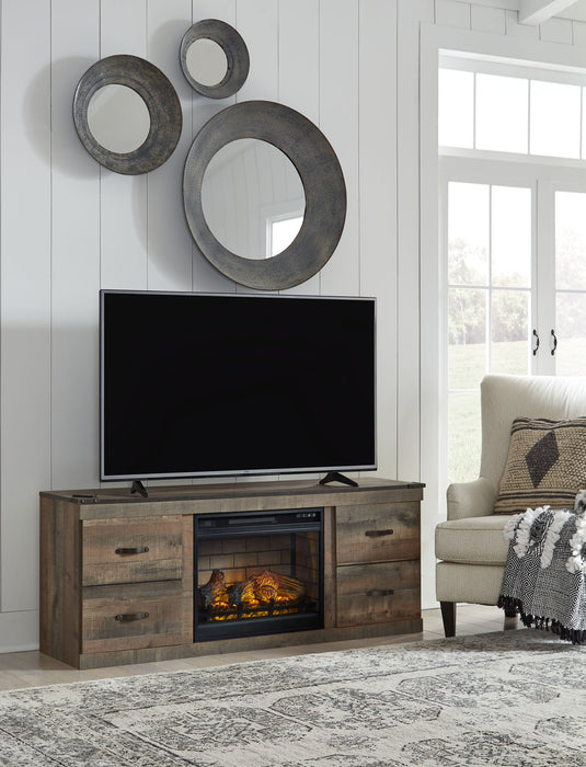 Trinell - Brown - TV Stand With Electric Fireplace - Tallahassee Discount Furniture (FL)