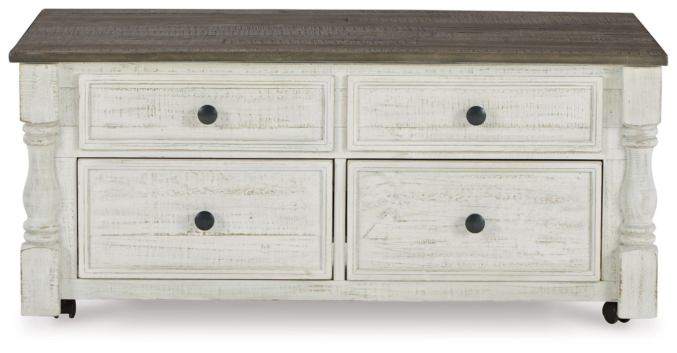 Havalance - Lift Top Cocktail Table with Storage Drawers - White / Gray - Tallahassee Discount Furniture (FL)