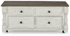 Havalance - Lift Top Cocktail Table with Storage Drawers - White / Gray - Tallahassee Discount Furniture (FL)