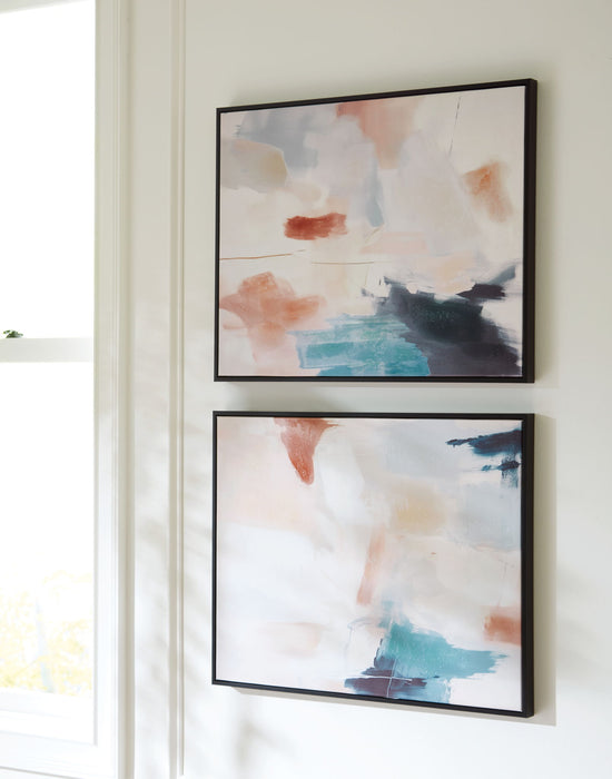 Caldish - Blue / White / Pink - Wall Art Set (Set of 2) - Tallahassee Discount Furniture (FL)