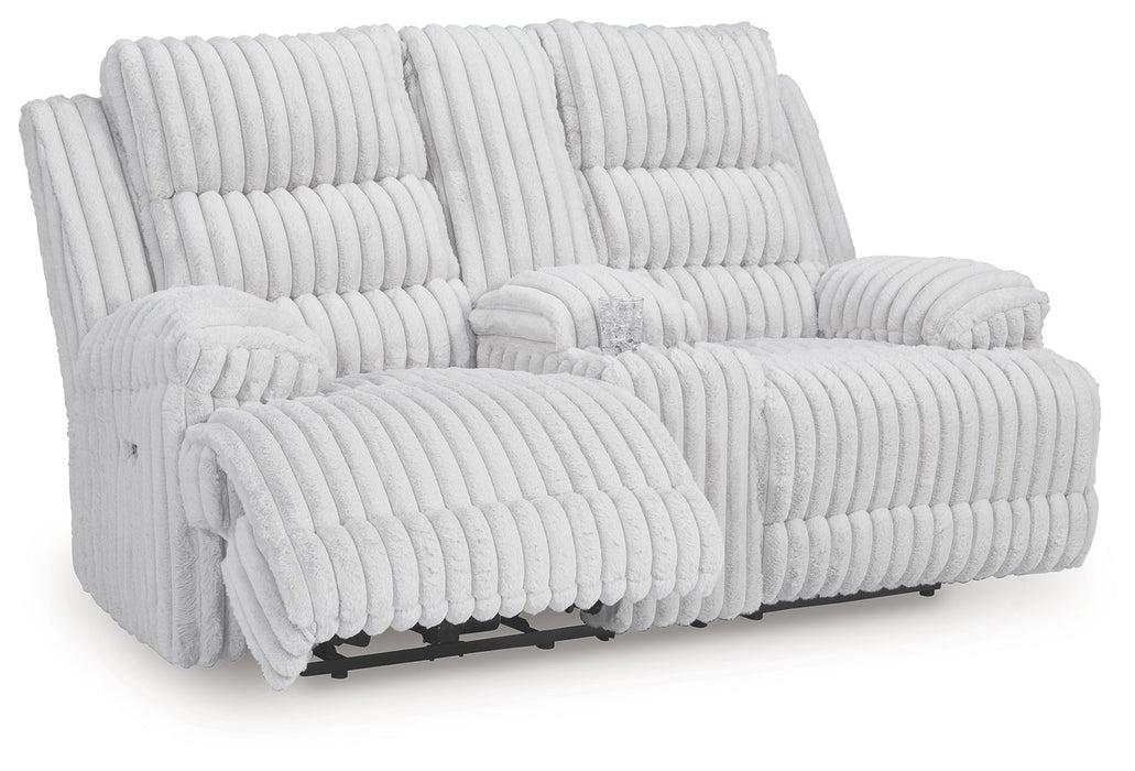 Rhines Falls - Alloy - Double Reclining Power Loveseat With Console - Tallahassee Discount Furniture (FL)