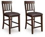 Haddigan - Upholstered Barstool (Set of 2) - Dark Brown - Tallahassee Discount Furniture (FL)