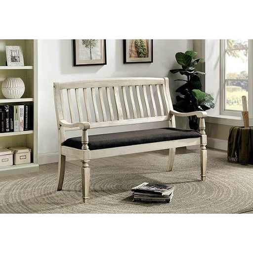 Georgia Antique White/Gray Love Seat Bench - Tallahassee Discount Furniture (FL)