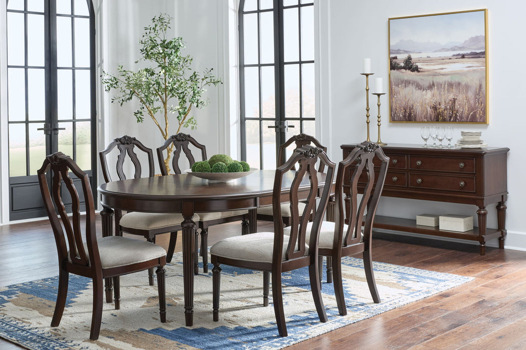 Lavinton - 8 Pc. - Dining Room Extension Table, 6 Side Chairs, Server - Brown - Tallahassee Discount Furniture (FL)