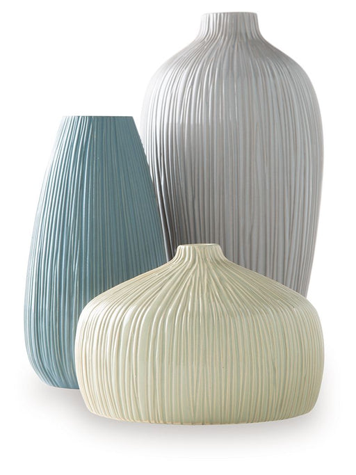 Eiderman - Vase Set (Set of 3) - Gray / Blue / Green - Tallahassee Discount Furniture (FL)