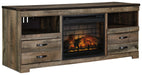 Trinell - 63" TV Stand With Glass/Stone Fireplace Insert - Brown - Tallahassee Discount Furniture (FL)