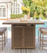 Walton Bridge - 5 Pc. - Square Bar Table W/Fire Pit, 4 Barstools - Driftwood - Tallahassee Discount Furniture (FL)