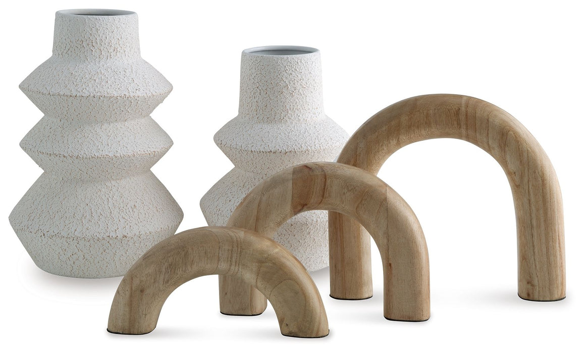 Maddwarth - White / Natural Brown - Accessory Set (Set of 5) - Tallahassee Discount Furniture (FL)