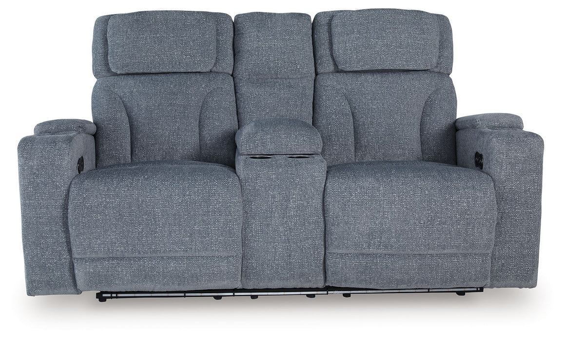 Studio Cave - Steel - Power Reclining Loveseat with Console - Tallahassee Discount Furniture (FL)