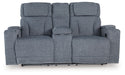 Studio Cave - Steel - Power Reclining Loveseat with Console - Tallahassee Discount Furniture (FL)