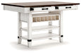 Valebeck - 5 Pc. - Counter Table With Wine Rack, 4 Swivel Stools - White / Brown - Tallahassee Discount Furniture (FL)