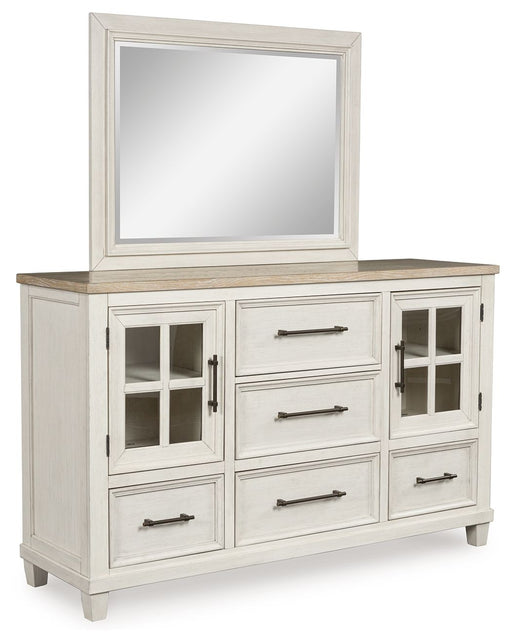 Shaybrock - Antique White / Brown - Dresser And Mirror - Tallahassee Discount Furniture (FL)