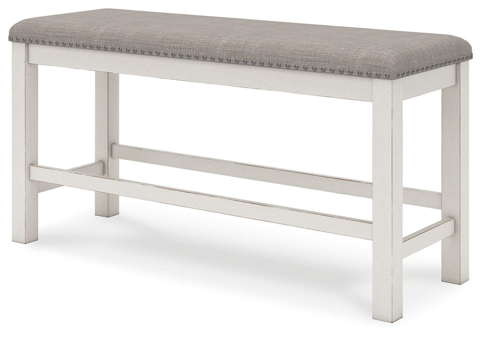 Robbinsdale - Antique White - Dbl Counter Height Upholstered Dining Bench - Tallahassee Discount Furniture (FL)
