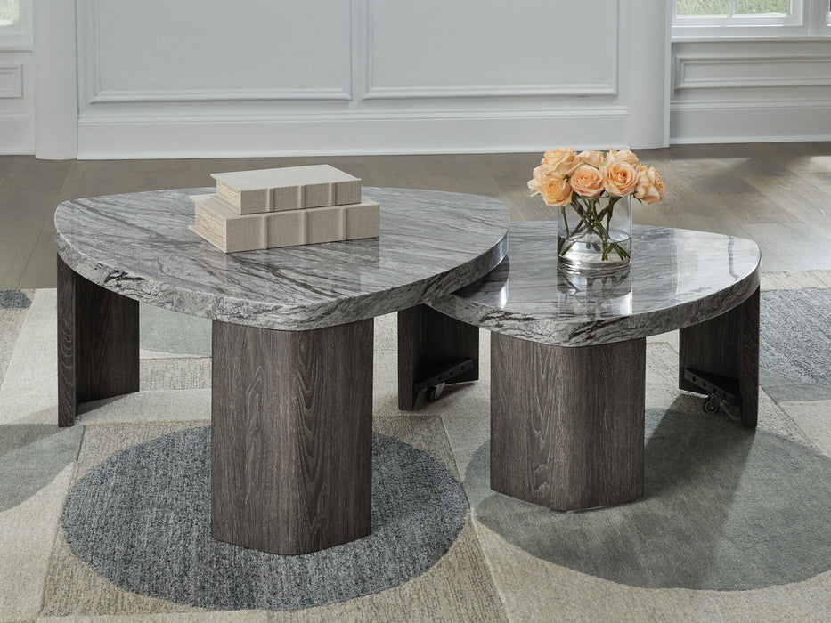 Surmour - Gray / Brown - Stacked Cocktail Table - Tallahassee Discount Furniture (FL)