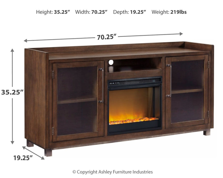Starmore - 70" TV Stand With Glass/Stone Fireplace Insert - Brown - Tallahassee Discount Furniture (FL)