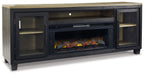 Foyland - 83" TV Stand With Electric Infrared Fireplace Insert - Black / Brown - Tallahassee Discount Furniture (FL)