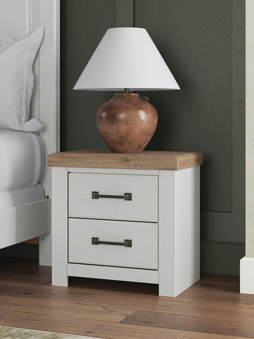 Savonport - Two Drawer Night Stand - White / Brown - Tallahassee Discount Furniture (FL)