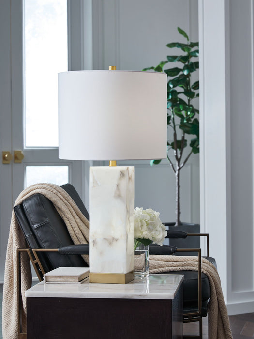 Linderfield - White / Gold Finish - Alabaster Table Lamp - Tallahassee Discount Furniture (FL)