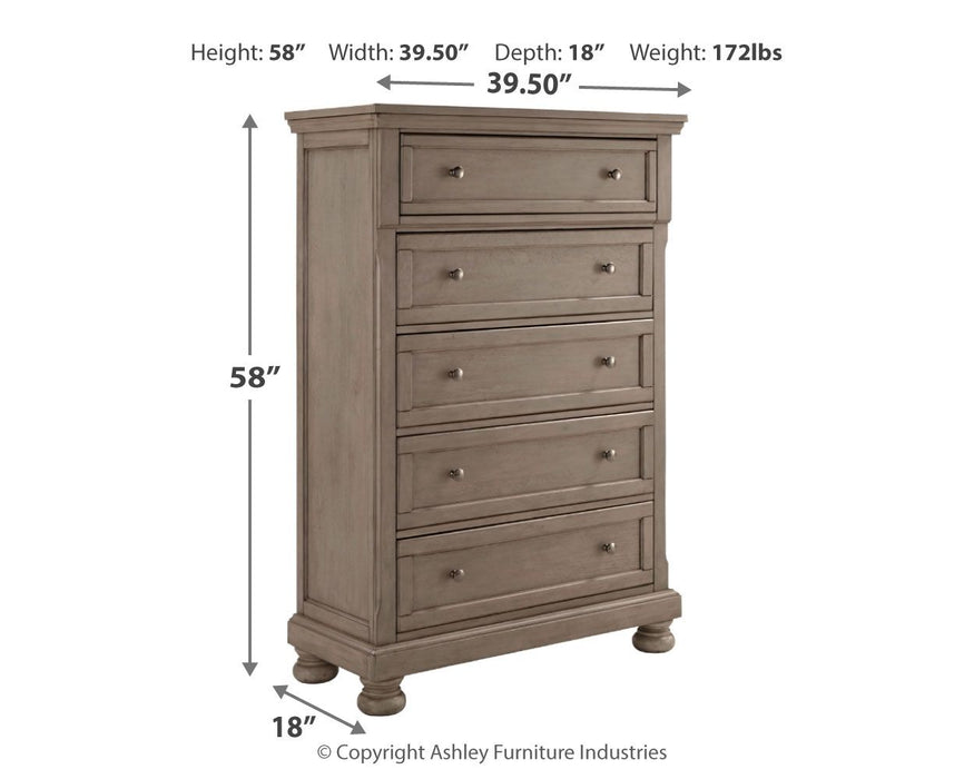 Lettner - Light Gray - Five Drawer Chest - 2-handles - Tallahassee Discount Furniture (FL)