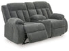Observation - Double Reclining Power Loveseat With Console - Steel - Tallahassee Discount Furniture (FL)