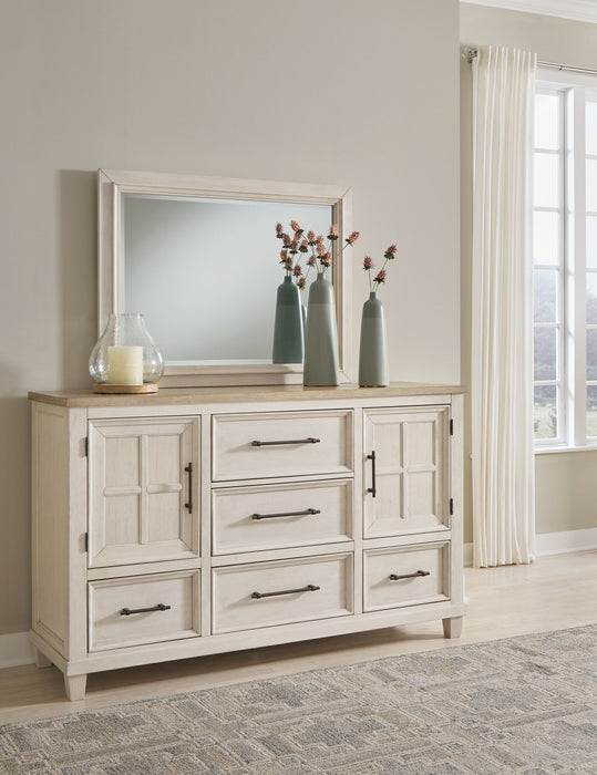 Shaybrock - Antique White / Brown - Dresser And Mirror - Tallahassee Discount Furniture (FL)