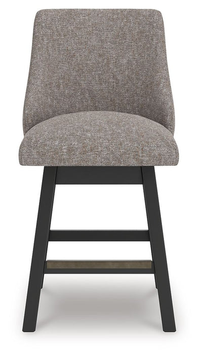 Neymorton - Upholstered Swivel Barstool (Set of 2) - Dark Grayish Brown - Tallahassee Discount Furniture (FL)