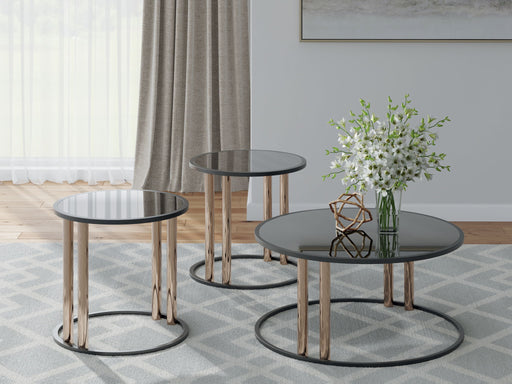 Hannerly - Black / Gold Finish - Occasional Table Set (Set of 3) - Tallahassee Discount Furniture (FL)