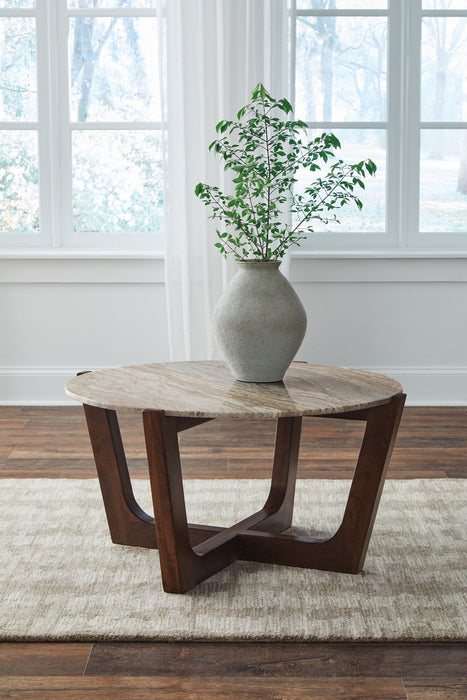 Tanidore - Warm Brown - Round Cocktail Table - Tallahassee Discount Furniture (FL)