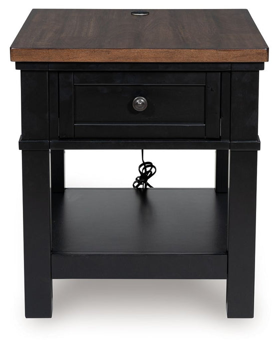 Wildenauer - Brown / Black - Rectangular End Table - Tallahassee Discount Furniture (FL)