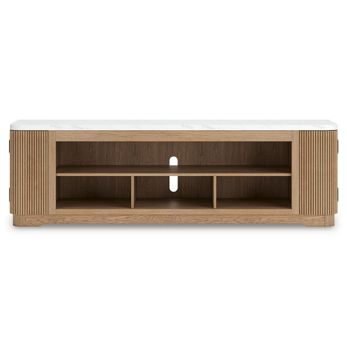 Camdill - XL TV Stand With Fireplace Option - Light Brown - Tallahassee Discount Furniture (FL)
