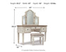Realyn - Vanity/Mirror/Stool (Set of 3) - White / Brown / Beige - Tallahassee Discount Furniture (FL)