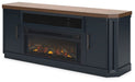Landocken - Two-tone - 83" TV Stand With Electric Fireplace - Tallahassee Discount Furniture (FL)