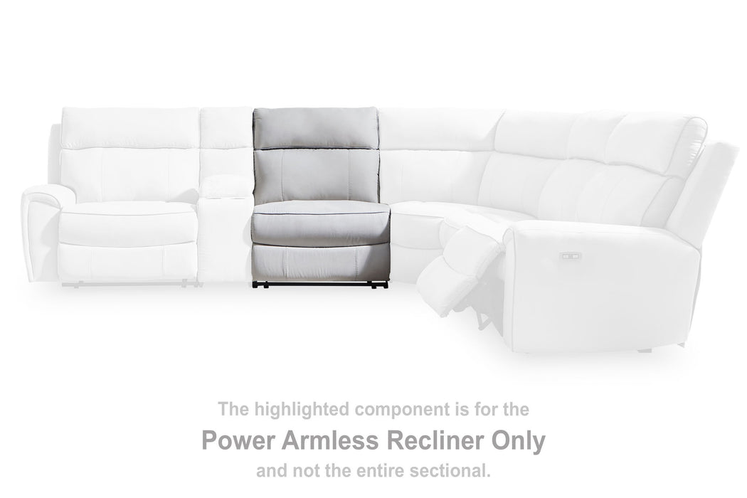 Social Pointe - Pearl / Ash - Power Armless Recler With Adjustable Headrest - Tallahassee Discount Furniture (FL)
