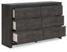 Hollivern - Dark Gray - Six Drawer Dresser - Tallahassee Discount Furniture (FL)