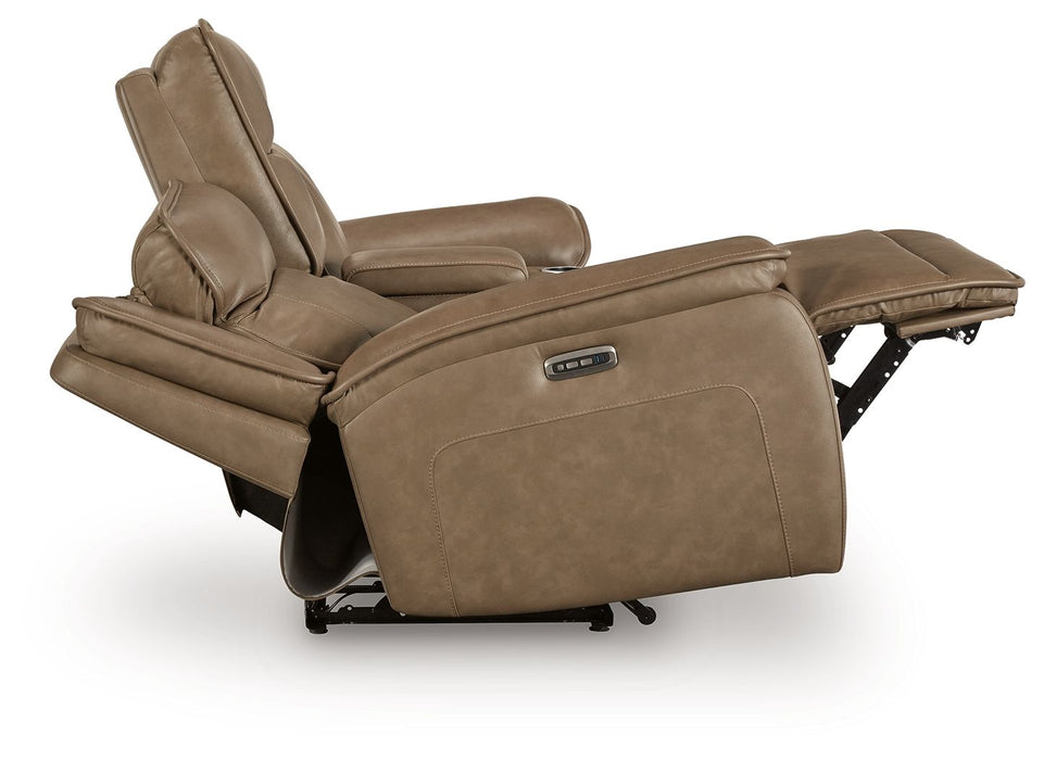 Glencroft - Power Reclining Loveseat With Console / Adjustable Headrest - Sahara - Tallahassee Discount Furniture (FL)