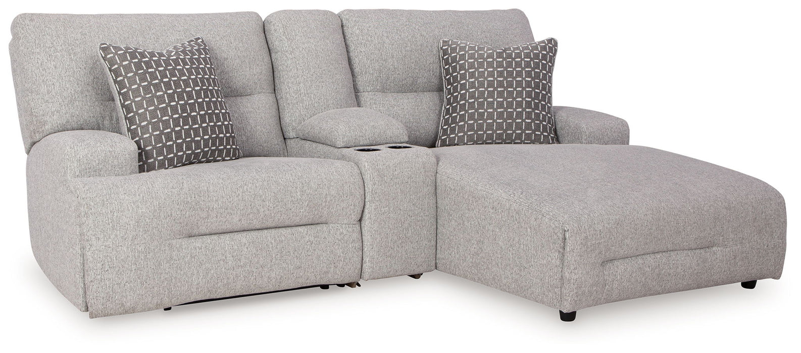 Acklen Place - 4 Pc. - 3-Piece Power Reclining Sectional Sofa With Raf Chaise, Wide Seat Power Recliner - Pewter - Tallahassee Discount Furniture (FL)