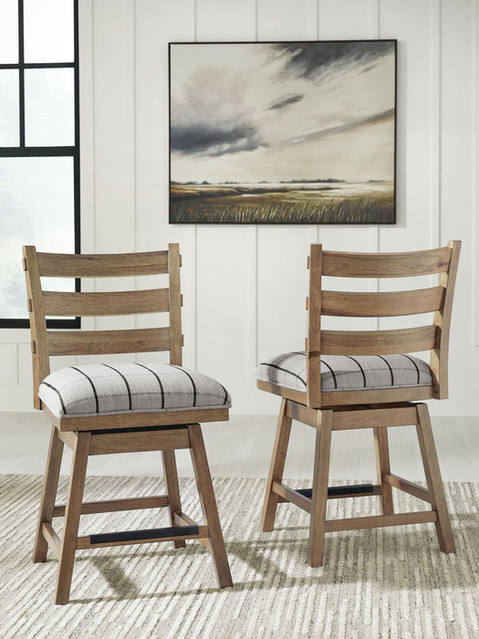 Ridgester - Upholstered Swivel Barstool (Set of 2) - Light Brown - Tallahassee Discount Furniture (FL)