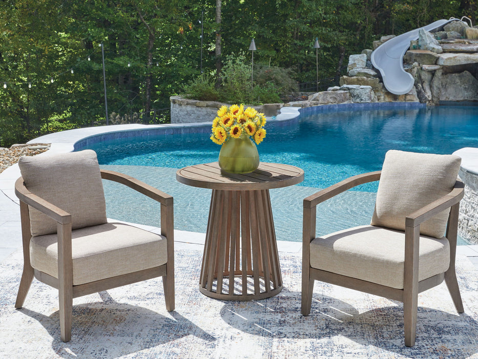 Joy Lagoon - Outdoor Chairs With Cushions/Table (Set of 3) - Beige - Tallahassee Discount Furniture (FL)