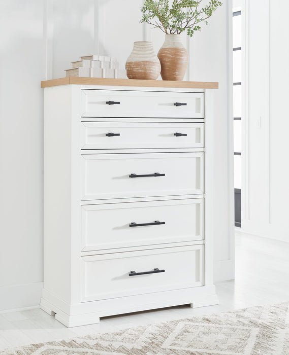 Ashbryn - White / Natural - Five Drawer Chest - Tallahassee Discount Furniture (FL)