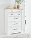 Ashbryn - White / Natural - Five Drawer Chest - Tallahassee Discount Furniture (FL)