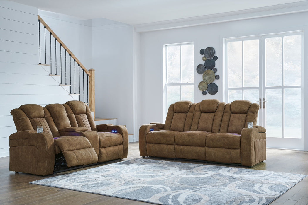 Wolfridge - 2 Pc. - Power Reclining Sofa, Power Reclining Loveseat With Console - Brindle - Tallahassee Discount Furniture (FL)